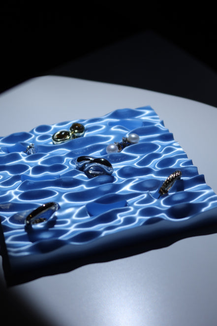 Ripple Jewelry Tray - Grooved version -  Blue
